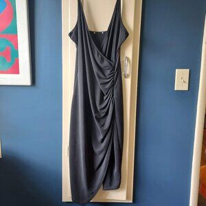 Draped Waist Gray Dress 70s Vibe